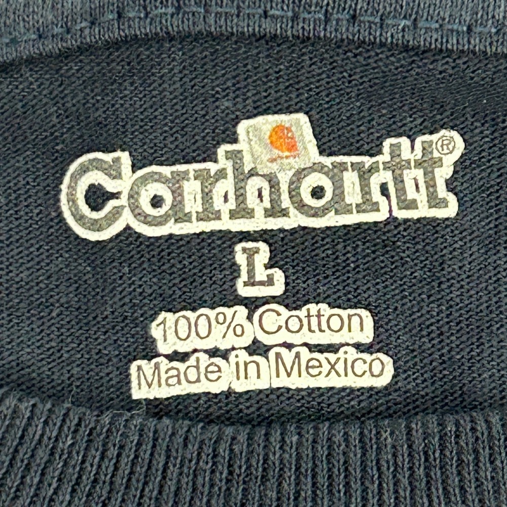 Carhartt Long Sleeve Pocket T-Shirt Men Large Navy Blue Cotton Workwear Tee NEW - Picture 3 of 10